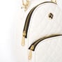 Faux Leather Quilted Mini Backpack Crossbody Bag - White,