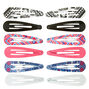 Bright Aztec Snap Hair Clips - Pink, 12 Pack,