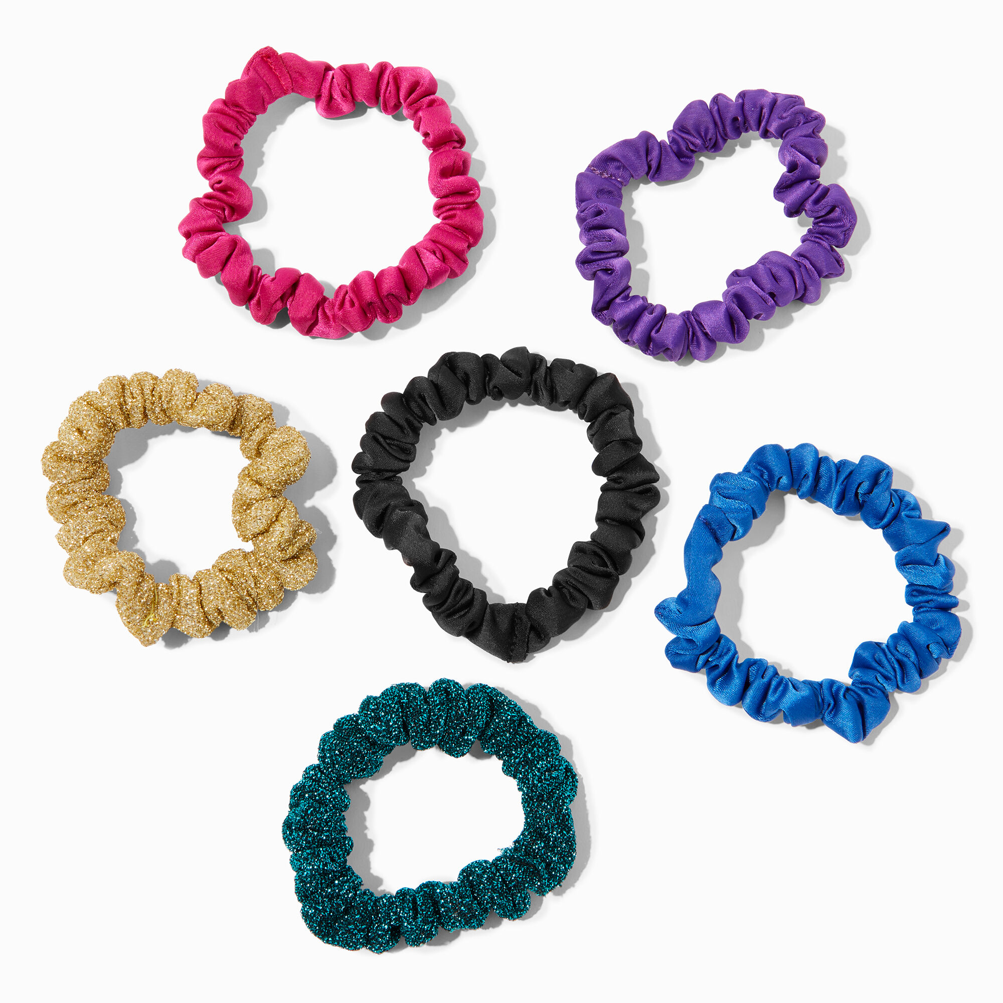 View Claires Jewel Tone Silky Hair Scrunchies information