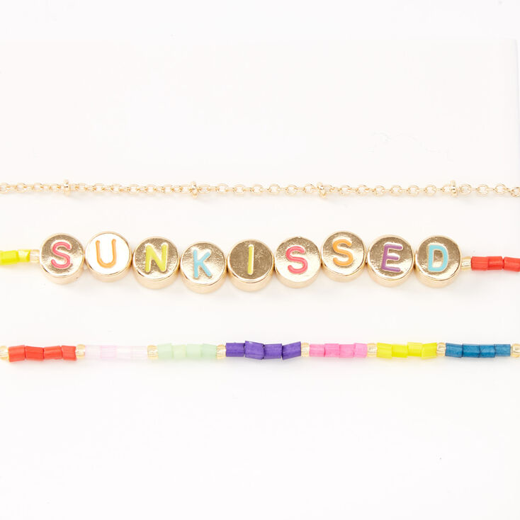 Claire's Bracelets mixtes « Sunkissed » arc-en-ciel couleur dorée - Lot de 3
