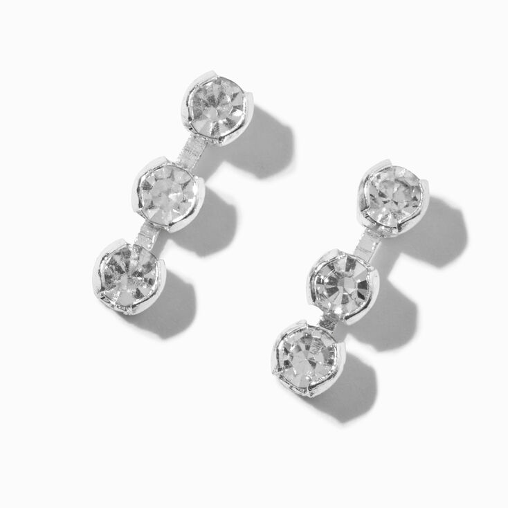 Silver Embellished Line Stud Earrings,