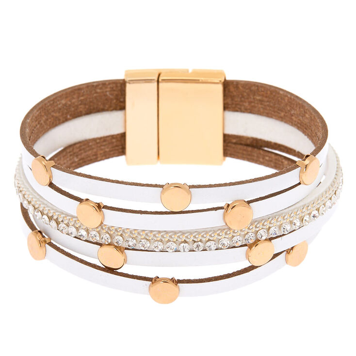 Gold Layered Wrap Bracelet - White,