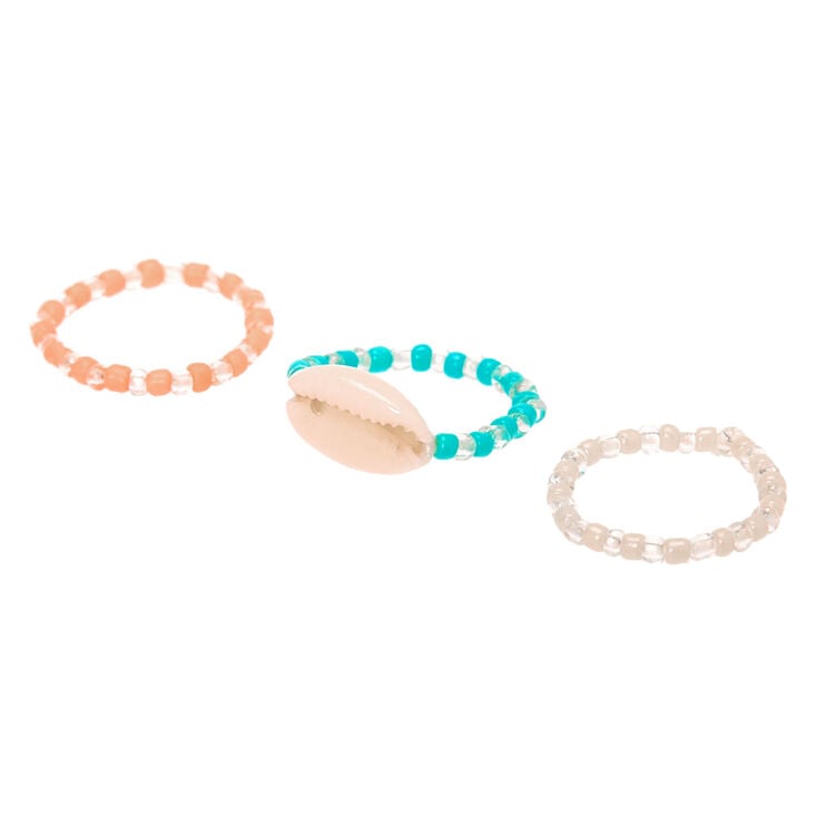 Pastel Shell Stretch Rings - 3 Pack,