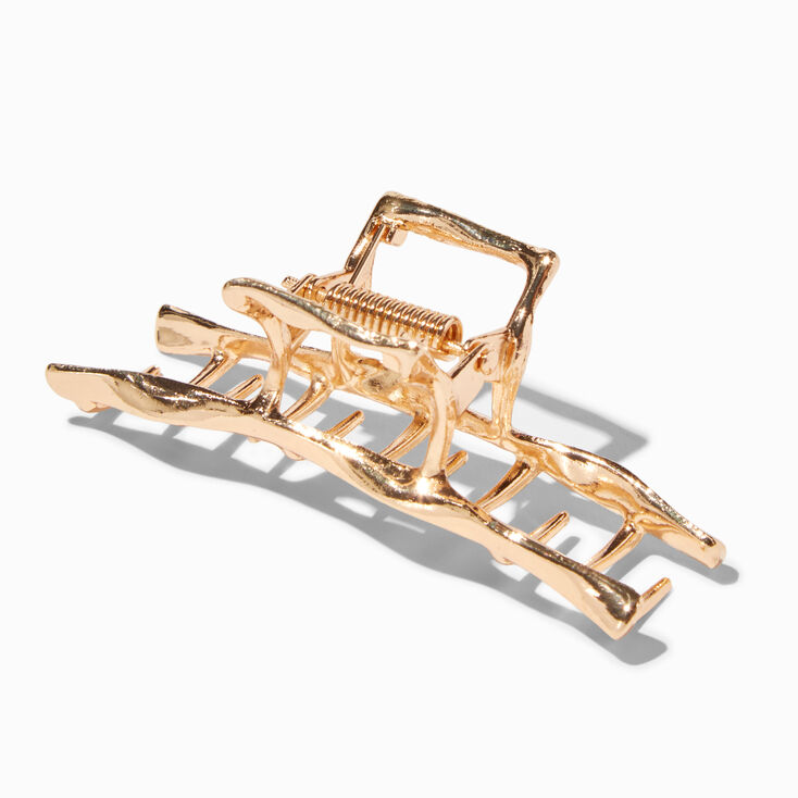 Wavy Gold Medium Hair Claw,