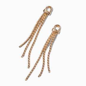 Gold-tone Fringe Chain Drop Earrings ,