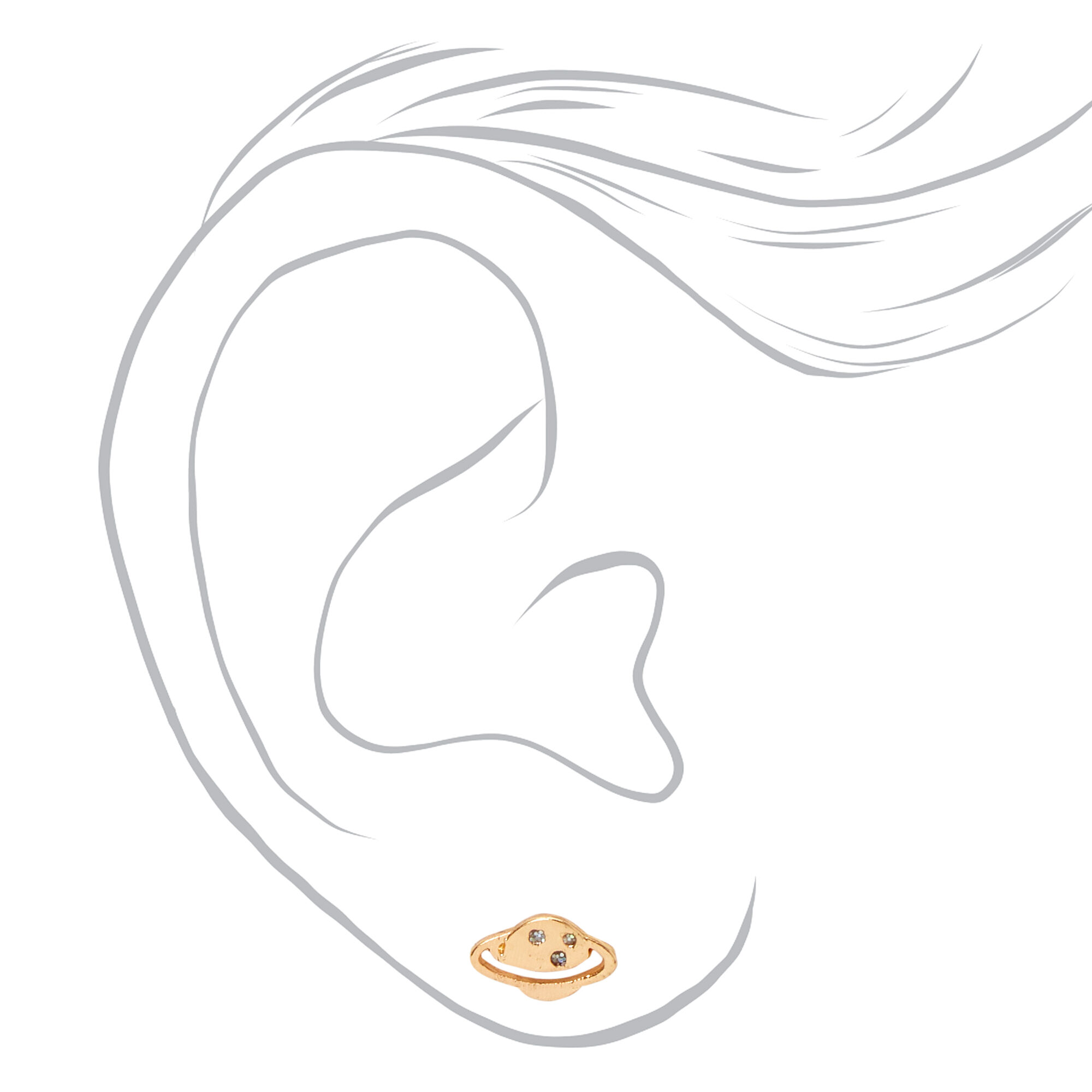 Silver Outer Space Stud Earrings - 3 Pack,