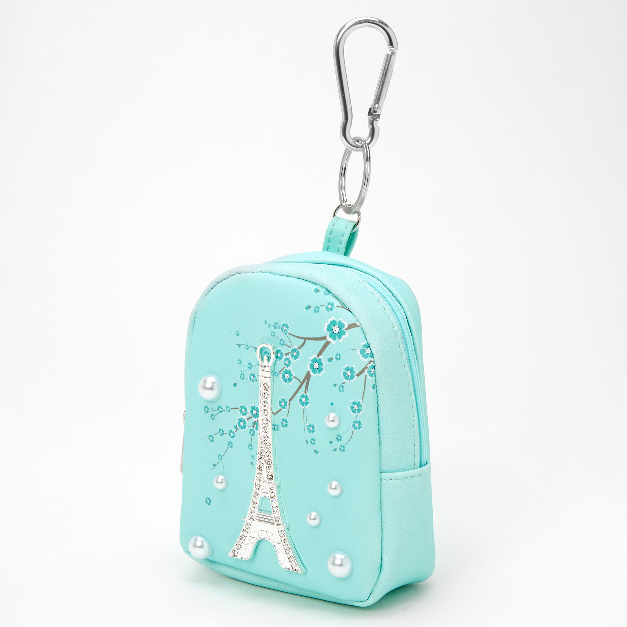 Claire's Porte-clés mini sac à dos perles d'imitation Paris - Vert menthe