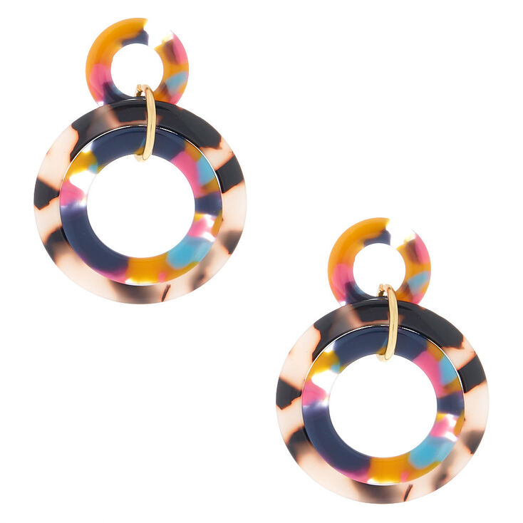 Claire's Pendantes motif écaille de tortue arc-en-ciel de 5 cm effet superposé couleur doré