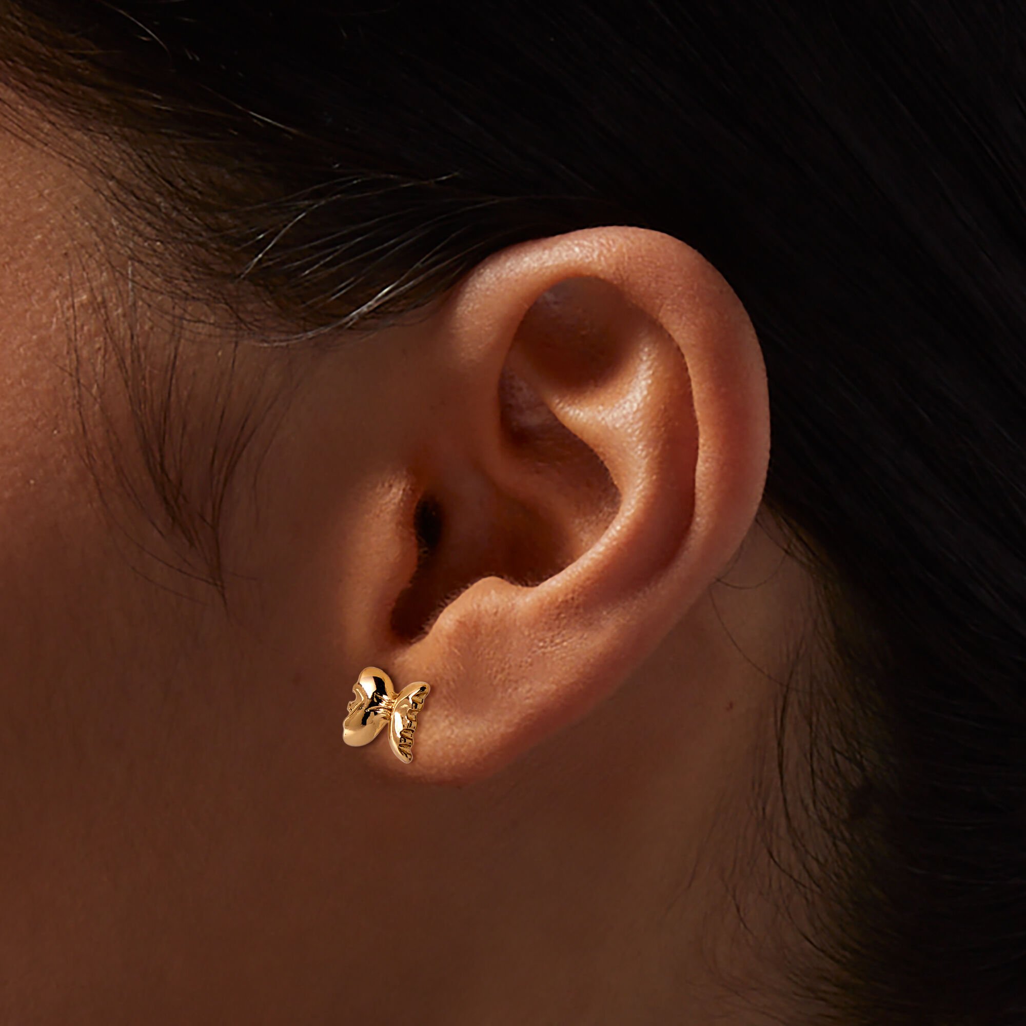 Gold-tone Pasta Stud Earrings - 3 Pack,