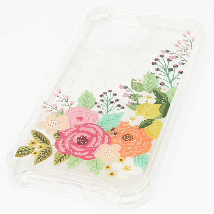Clear Glitter Floral Phone Case - Fits iPhone&reg; 12/12 Pro,