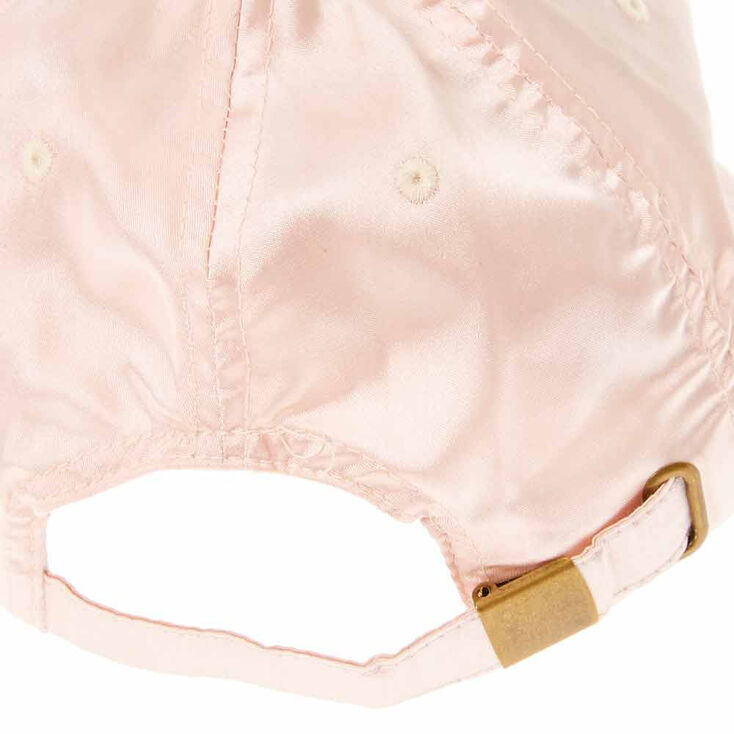 Casquette de baseball en satin rose tendre,