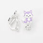 Pastel Purple Fox Clip-On Earrings,