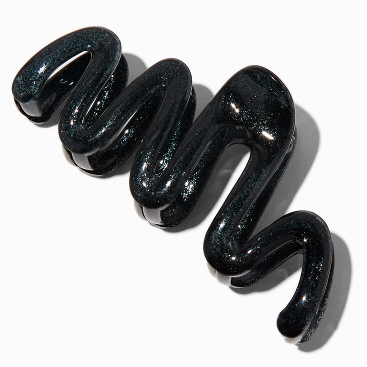 Black Glitter Zig Zag Hair Claw,