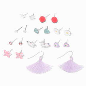 Pastel Heart Earrings Set - 9 Pack,