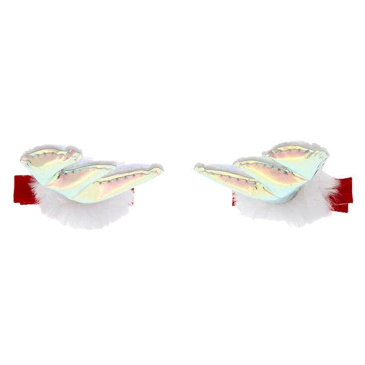 Holographic Reindeer Antler Hair Snap Clips - 2 Pack,