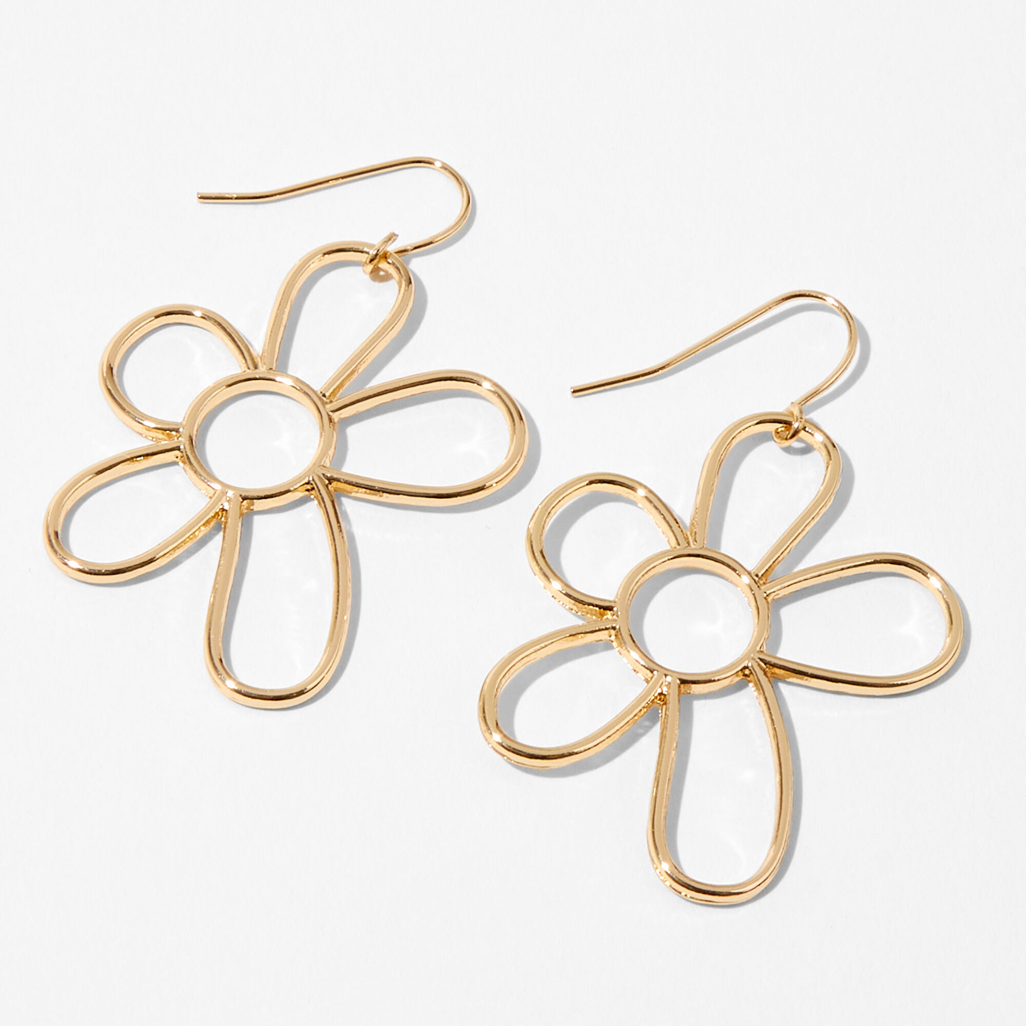 View Claires Daisy Outline 1 Drop Earrings Gold information
