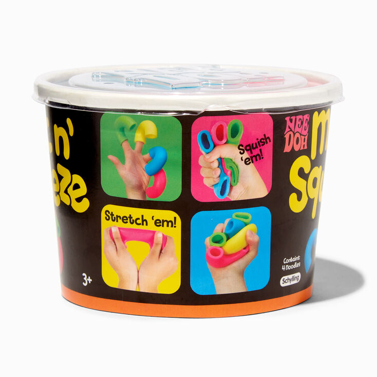 Mac N' Squeeze: Colorful stretchy noodles for fidgeting fun.