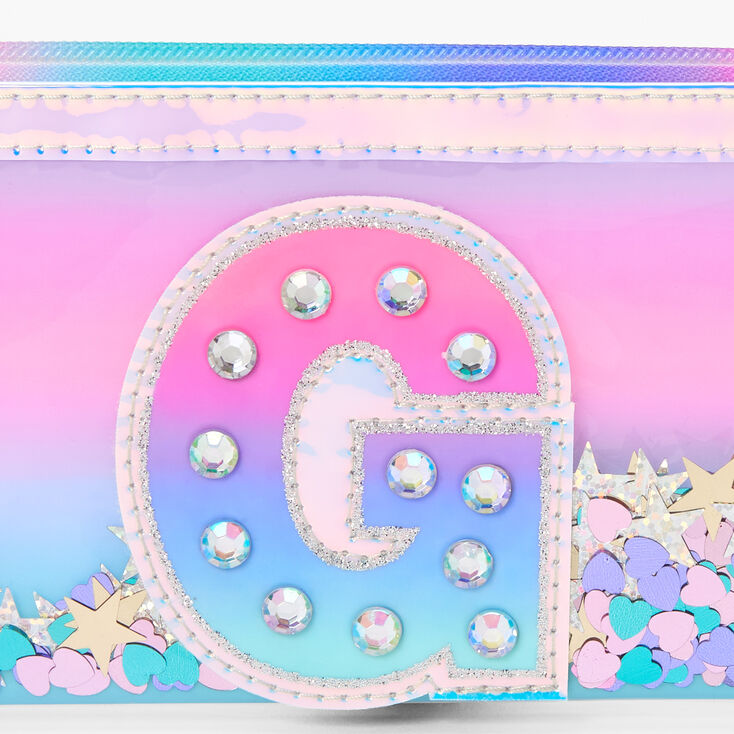 Iridescent Shakey Confetti Initial Coin Purse - G | Claire's US