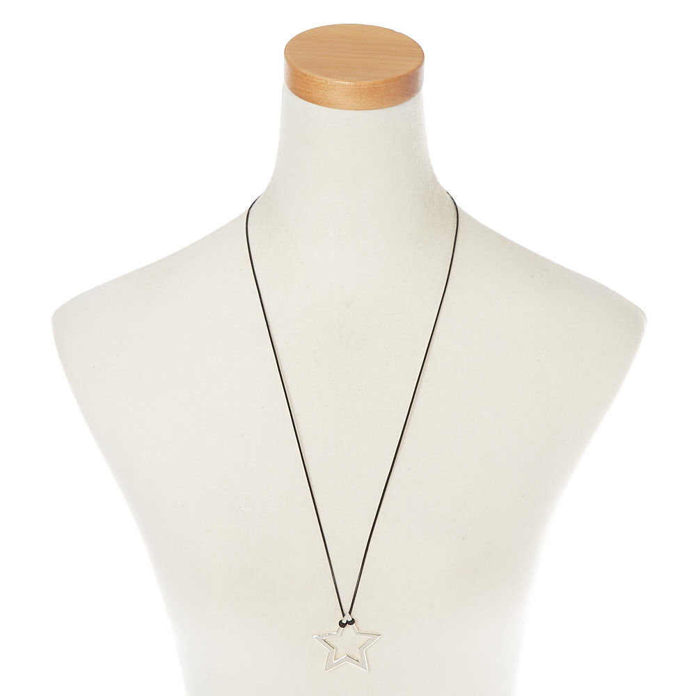 Silver Star Long Pendant Necklace,