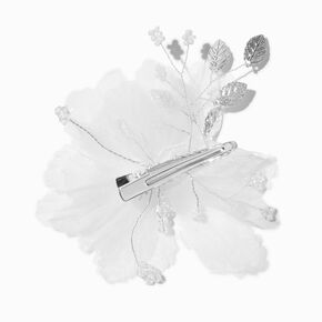Barrette &agrave; fleurs fantaisistes blanches,