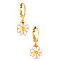 Gold 10MM Daisy Huggie Hoop Earrings,