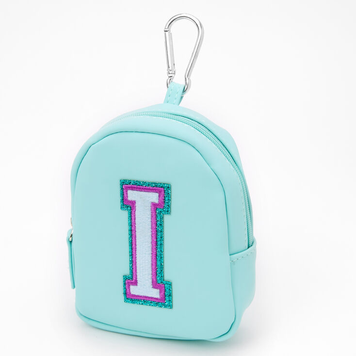 Mint Varsity Initial Mini Backpack Keychain - I,