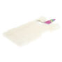 Coque de portable motif licorne en fausse fourrure blanche,