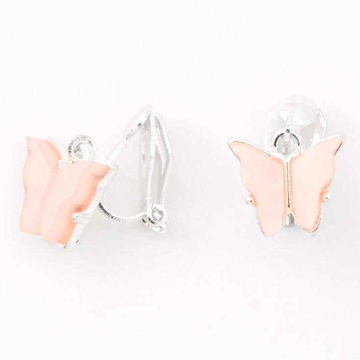 Claire's Pendantes à clip papillon 1,5 cm couleur argentée - Rose
