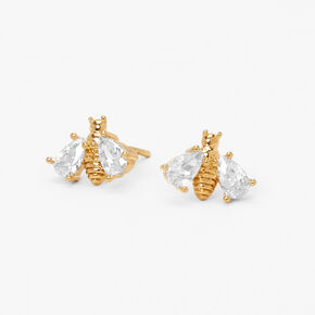 18kt Gold Plated Cubic Zirconia Bee Stud Earrings,
