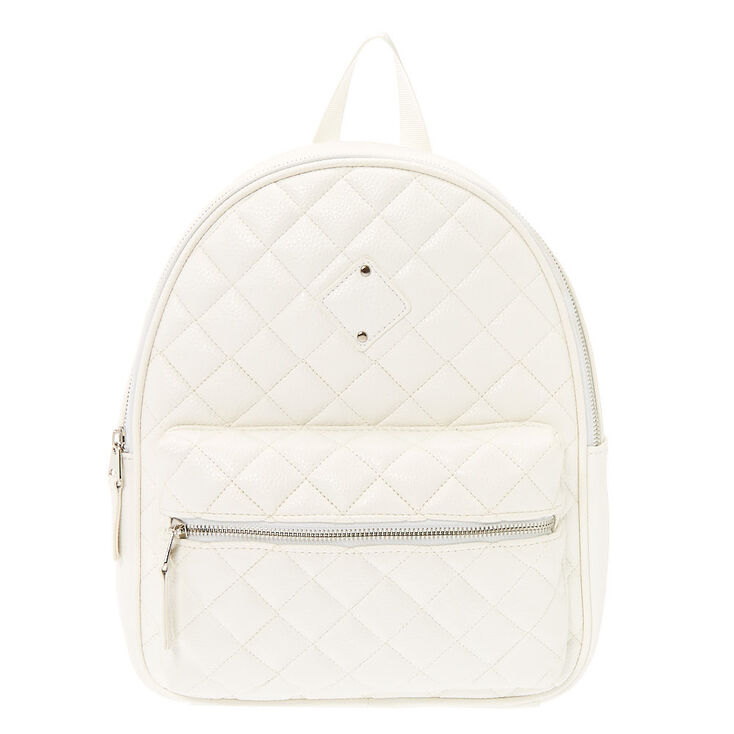 Claire's Sac à dos de taille moyenne matelassé - Blanc