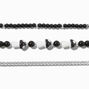 Black Mushroom Beaded &amp; Curb Chain Bracelet Set - 3 Pack,