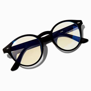 Solar Blue Light Reducing Round Retro Clear Lens Black Frames,