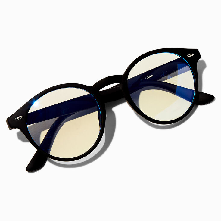 Solar Blue Light Reducing Round Retro Clear Lens Black Frames,