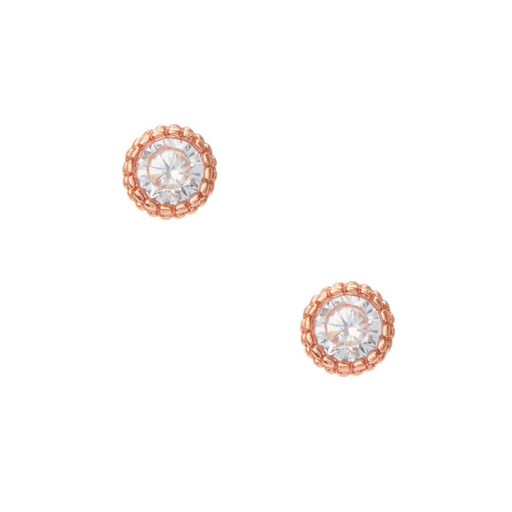 18kt Rose Gold Plated Cubic Zirconia Stud Earrings Claire S 18kt Rose Gold Plated Cubic Zirconia Stud Earrings