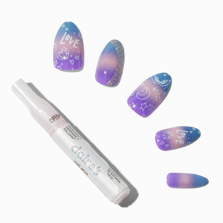Faux ongles vegan stiletto dessin d&eacute;grad&eacute; - Lot de 24,