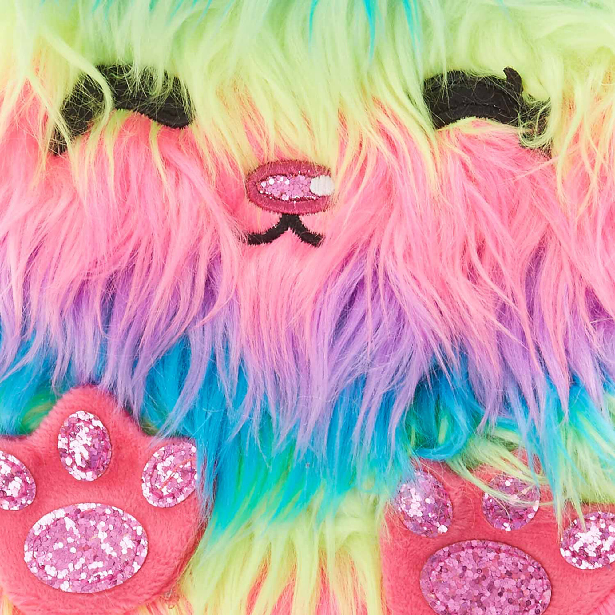 Furry Glitter Monster Lock Notebook | Claire's