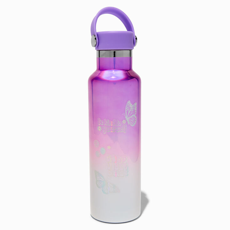 Purple Ombr&eacute; Stainless Steel Water Bottle with Electro Stickers,