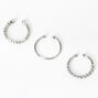Silver-tone Textured Faux Nose Rings - 3 Pack,