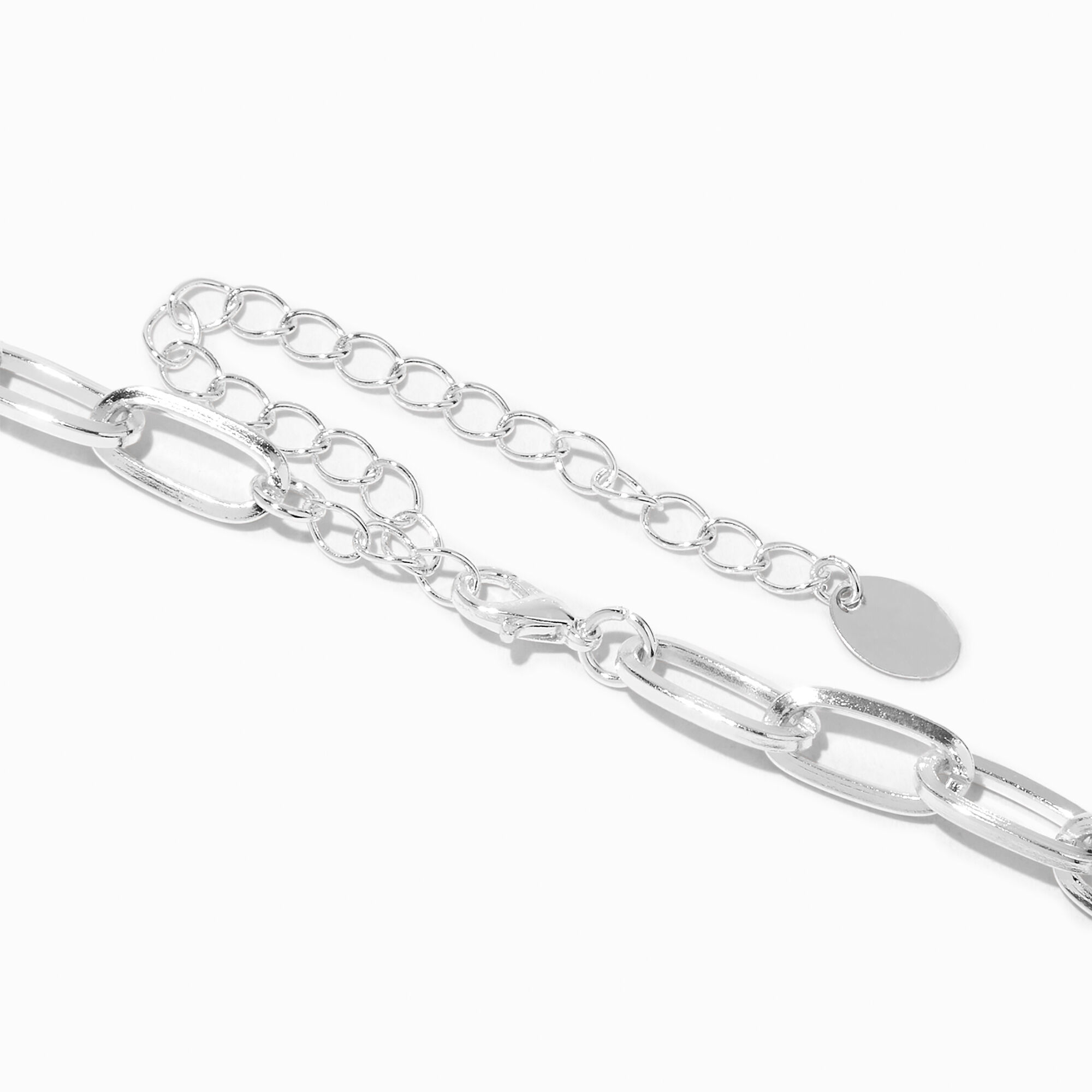 Silver Spike Paperclip Chain Necklace,