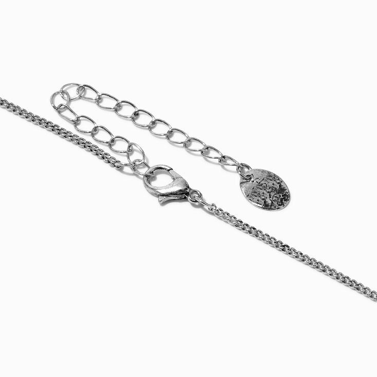 Burnished Silver-tone Geometric Long Pendant Necklace,