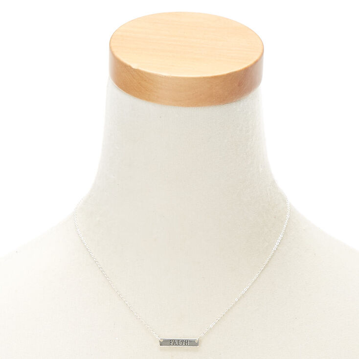 Collier &agrave; pendentif barre &laquo;&nbsp;Faith&nbsp;&raquo; couleur argent&eacute;,