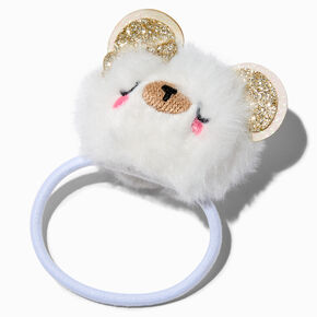 Claire&#39;s Club Gold Glitter Bear Pom Hair Ties - 2 Pack,