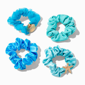Beachfront Blue Hair Scrunchies - 4 Pack,