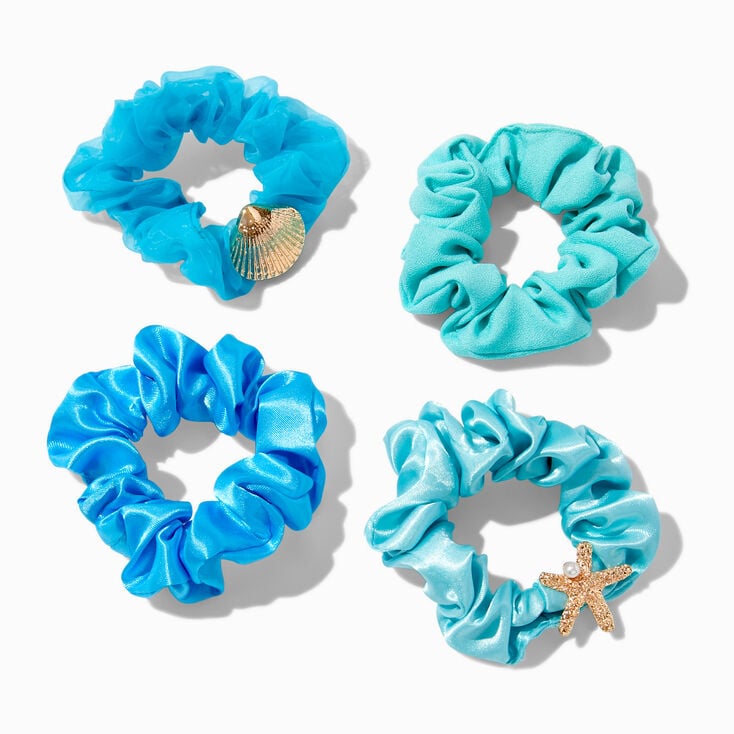 Beachfront Blue Hair Scrunchies - 4 Pack,