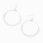 Silver 60MM White Beaded Hoop Drop Earrings,