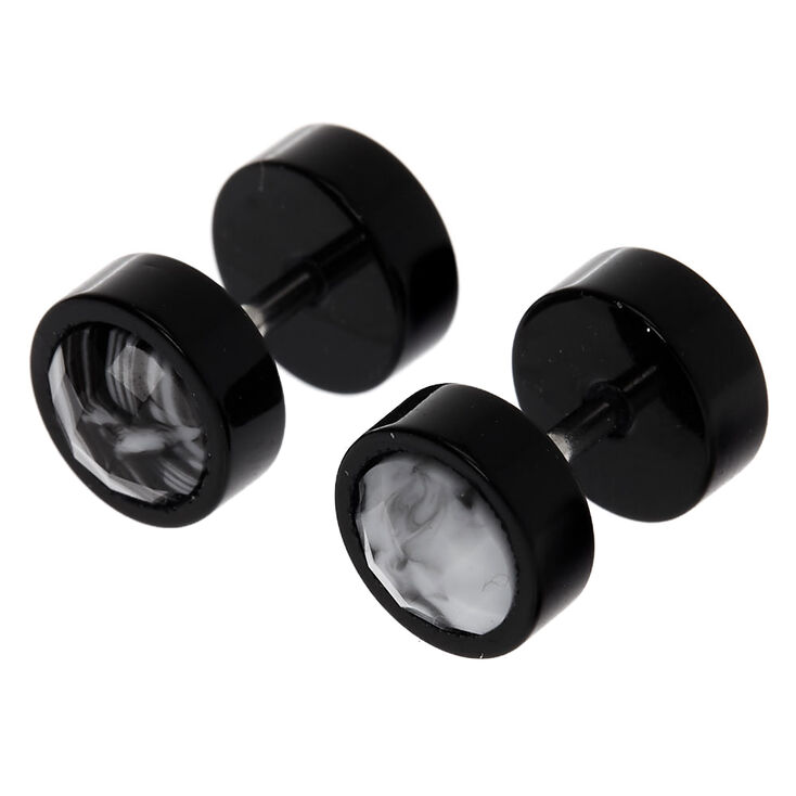 Claire's Faux écarteurs d'oreilles effet marbré 16 g couleur argentée
