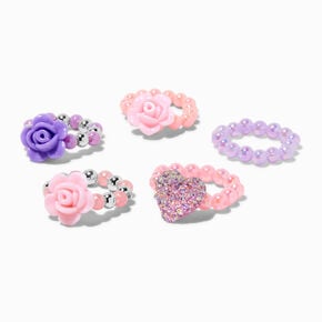 Bagues roses perl&eacute;es Claire&#39;s Club - Lot de 5,
