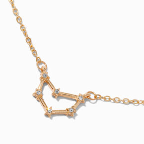 Gold-tone Zodiac Constellation Pendant Necklace - Capricorn,