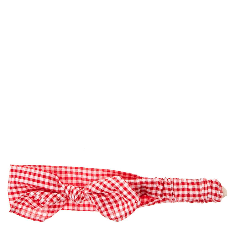 Bandeau &agrave; n&oelig;ud &agrave; carreaux Vichy rouges et blancs,