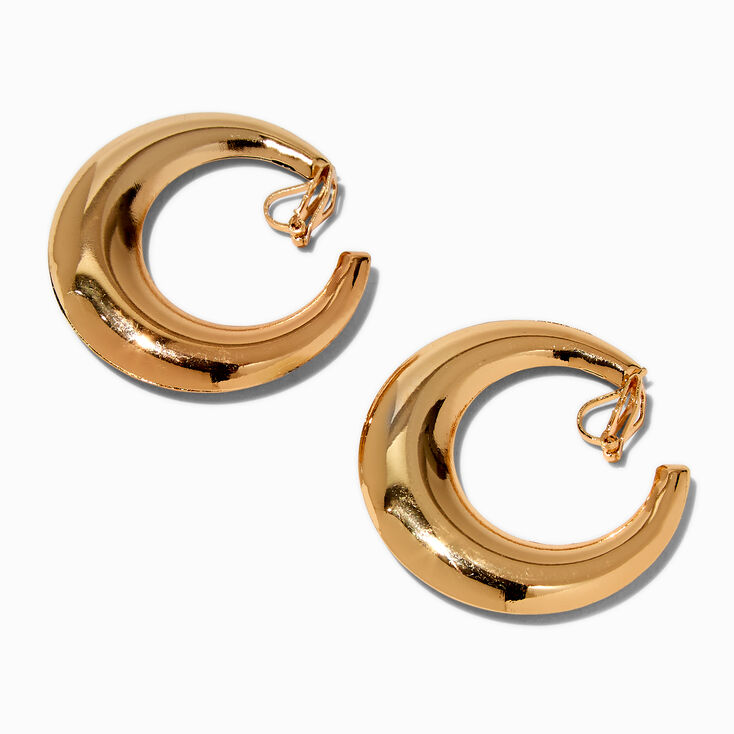 Cr&eacute;oles larges &agrave; clip 40&nbsp;mm couleur dor&eacute;e,